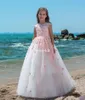 Girl's Pageant Dresses Puffy Ball Gowns For Wedding Party Vintage Lace Organza Kids Formal Wear