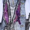 Europäischen Stil Loch Jeans Set Damen Zweiteilige Sets Frühling Sommer Outfits Neue Weste Mantel + Seven Point Denim Hosen mädchen Studenten
