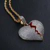 Hip Hop Sieraden Iced Out Hanger Luxe Designer Ketting Heren Gouden Ketting Hangers Bling Diamond Break Hart Charms Hiphop Rapper Love Accessoires