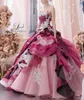 Stella De Libero Abiti Quinceanera Sweetheart Flower Appliqued Lace Up Prom Dress Abiti da festa Gonne a strati Ruffles Party formale 200b
