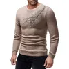 Mens Nieuwe Borduurwerk Gebreide truien Lente Mode Slim Fit Lange Mouwen Tops Tees Trui