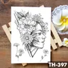 幾何学的な花のバラの目の葉防水一時的な入れ墨のステッカーダイヤモンド牡丹黒入れ墨ボディアートアーム偽のタトゥーT190711