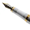 Фонтанные ручки 2021 250 из нержавеющей стали Gold Trim Pen 10pc Black Ink Refills Set#T21