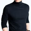 Marka Erkek Elastik T Gömlek Katı Kaplumbağa Boyun Uzun Kollu Tişört Erkekler Slim Fit Yaz Casual Adam T Shirt Artı Boyutu S-3XL