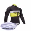 Scott Pro Team Kolarstwo Thermal Fleece Jersey Mens Zima Z Długim Rękawem Rower Koszula Wyścigi Odzież Odziec MTB MTB Rowerowe Topy Outdoor Sports Uniform Y22041403