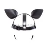 Bondage Microfiber Headgear Leather Dog Puppy Red Tongue Roleplay Hood Cosplay Mask Head #R45