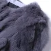 Women's Genuine Fur Coat Covered Button Women fashion Mid-Long jacket Lady Winter Warm Overcoats vest size Bust