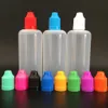 Flacone contagocce liquido LDPE E da 100 ml con tappi colorati a prova di bambino e punte lunghe e sottili, bottiglie in plastica per aghi in PE, bottiglia per olio vuota