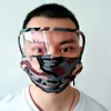 2 in1 Camouflage Face Mask With Transparent Eye Shield Washable Reusable Cotton Face Masks Zipper Hole Drink Mouth Face Masks RRA3265