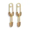 Gros-concepteur exagéré spécial unique vintage double cool trombone broche diamant strass cristal boucles d'oreilles pour femmes filles