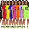 Black Lives Matter 2 Piece Outfits Short Sets for Women Casual Sport Short Sleeve Bodycon Short Pant Tracksuit Outfit T shirts KKA7965