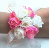 Flickor Brudtärna Handled Blommor Bröllopsbal Party Corsage Armband Tyg Hand Blommor Elastisk Snörning Blomma Bröllopsförsörjning 30st/lot GB302