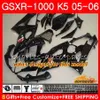 Carrosserie voor Suzuki GSXR-1000 K5 GSXR1000 05 06 Body Kit 11HC.117 GSX R1000 GSXR 1000 2005 2006 GSX-R1000 05 06 Hot Sale Blue Fairing + Cowl