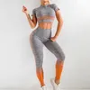 Yoga-Outfits für Damen, hohe Kleidung, Legging-Anzug, Ärmel, eng, Sport, Winterkleidung, nahtlos, lang, Fitnessstudio, tailliert