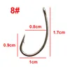 100PCS 8245 Curve Carp Fishing Hook Barbed Carbon Steel Fish Hooks 2#4#6#8# Fishing Tackle Box 235Y