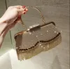 Sparky Crystal Women Bridal Hand Bags For wedding Gold Evening Clutches Chain Bag Beads Tassel Bridal Bags Party Blingbling6586224