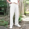 Litthing Pantaloni da uomo in cotone e lino natura Pantaloni estivi 5XL Pantaloni casual larghi da uomo in vita elastica dritta Plus Size L0709 SH190915