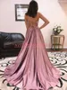 Moderne Spaghetti Haute Split Robes De Bal Satin Bretelles Croisées Pas Cher Robe De Fiesta Formelle Juniors Soirée Porter Pas Cher Longues Robes De Soirée