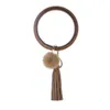 S651 نساء البنات بو السوار الجلدي المفتاح حلقة bangle keyring شرابة الدائرة الدائرة مفتاح المفتاح key -keyrings المجوهرات المجوهرات