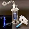 LED Glas Bongs Mini DAB Rigvattenrör Inline Matrix Perc Bong 10mm Joint Portable Bubbler Hookahs med glasoljebrännare