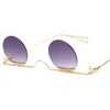 Unique Rimless Round Sunglasses Women Sun glasses Small Vintage Retro Clear Pink Designer Glasses Thin Metal Eyewear