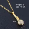 Bling bling hip hop jewelry Ice Out Music Stereoscopic Microphone Pendants Necklaces Plated Gold Chain Necklace