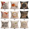 Lycklig Thanksgiving Day Pillow Cover Fall dekor Bomull Linne Ge tack Sofa Kasta kuddehus Hemvagn Kudde täcker 45 * 45cm zza1088 -1