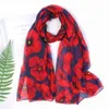 Mode coquelicot fleur imprimé foulards Wrap châles femmes à la mode écharpe florale plage doux Hijib 5 couleur