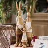 Sculpture de lapin, décorations de jardin, Style campagnard américain, Triple articles de décoration pour la maison, cadeau de mariage créatif, Article en résine