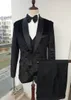 Новый фланель с узором Groom Tuxedos Swale отворота мужские деловые костюмы свадебные выпускные ужин 3 шт толстый блейзер (куртка + брюки + жилет + бабочка) W518