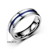 Roestvrijstalen blauwe lintringband Groove Band Wedding Gift Fashion sieraden Women Mens Will en Sandy