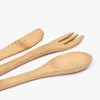 Eco-Friendly Bamboo Flatware Sets 16cm Knife Fork Spoon for Kids Children Outdoor Travel Dinnerware Cutlery