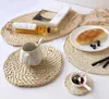 50PCS Corn fur woven Dining Table Mat Heat Insulation Pot Holder Round Coasters Coffee Drink Tea Cup Table Placemats