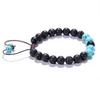 Beaded Armband 8mm Turquoise vulkanische steen armband vlecht verstelbare paar armband GB1226