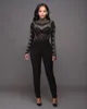 Grossist-jumpsuits för sexiga bodysuit kvinnor 2016 sexiga se genom kvinnor svart mesh jumpsuit långärmad parti sequined bodycon calvn kvinna