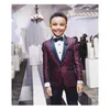 Boy's Formal Wear Print Boy Tuxedos 2022 One Button Shawl Lapel custom Made Ringbear Wedding Suits Two Piece suits (Jacket+Black Pants+Bow)