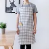 black grey plaid men woman apron kitchen baking catering tablier cotton cooking chef aprons6925763