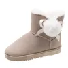 Cute Winter Warm Women Boots Mid-Calf Snow Classic Fur Boots Women Suede Fur Ball Cotton Shoes Fashion Casual Womens Winter Snow Boots