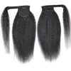 Puff Kinky Straight Drawstring Ponytail 12 tum Afro Drawstring Två Clips i hårförlängningar Human Pony Hair Bun