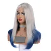 Ombre Cheveux Courts Raides Synthétiques Avant de Lacet Perruques Femmes Bob Style Perruque Cosplay Résistant À La Chaleur Synthétique Bleu Perruque