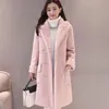 Kvinnor Suede Fur Winter Coat 2018 Fashion Tjock Faux Sheepskin Long Jacket Overcoat Kvinna Solid Varma Trench Coats