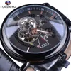 Forsining Transparent Case Avigator Series Genuine Leather Strap Fashion Skeleton Design Men Automatic Watches Top Brand Luxury2474