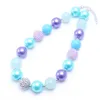 Wholesale Purple+Blue Color Beads Kid Chunky Necklace Newest Fashion DIY Bubblegum Bead Chunky Necklace Children Jewelry For Toddler Girls