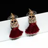 Wholesale-ashion luxury designer glittering cute lovely diamond owl animal tassel stud earrings for woman girls