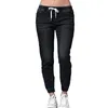 Pantaloni da jogging casual da donna Jeans a vita elastica con coulisse Pantaloni in denim da donna solidi Leggings sottili Vaqueros Mujer