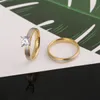 Liebhaber-Ring aus Edelstahl in Goldfarbe für Damen und Herren, stilvoll, matt poliert, Paar-Verlobungsversprechen-Schmuck