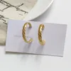 2020 New Trendy Gold Hammered Metal Geo Texture Irregular Minimalism Hoop Earrings Korean Fashion Chic Women Party Jewelry