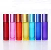 Haute qualité bleu / vert / rose / noir / ambre Mini 10 ml ROLL ON BOUTEILLE EN VERRE pour parfums HUILES ESSENTIELLES Boule à bille en acier inoxydable SN3223