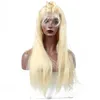 Perruque Lace Frontal Wig 613 naturelle Remy, cheveux lisses, blond 150, extrémité complète, pre-plucked, avec cheveux de bébé, 360, pour femmes, 1391972