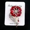 Beautiful 2 Inch Red Enamel Poppy Flower Brooch with Rhinestone Crystals UK Remembrance Gifts 2 Colors Available